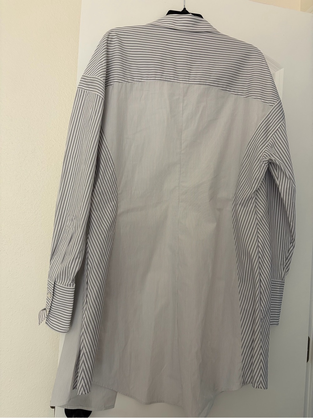 Women’s  Long Sleeve Striped Dress Shirt - White & Navy by Stella McCarthy